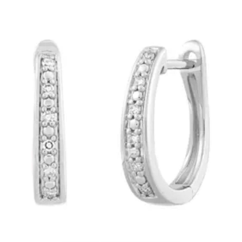 🥰 1/10 ct. t.w. Lab Grown Diamond Hoop Earrings in Sterling Silver. NWB - Picture 1 of 5